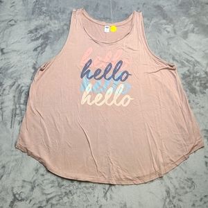 Womans old navy flowing tank XXL light pink with hello front